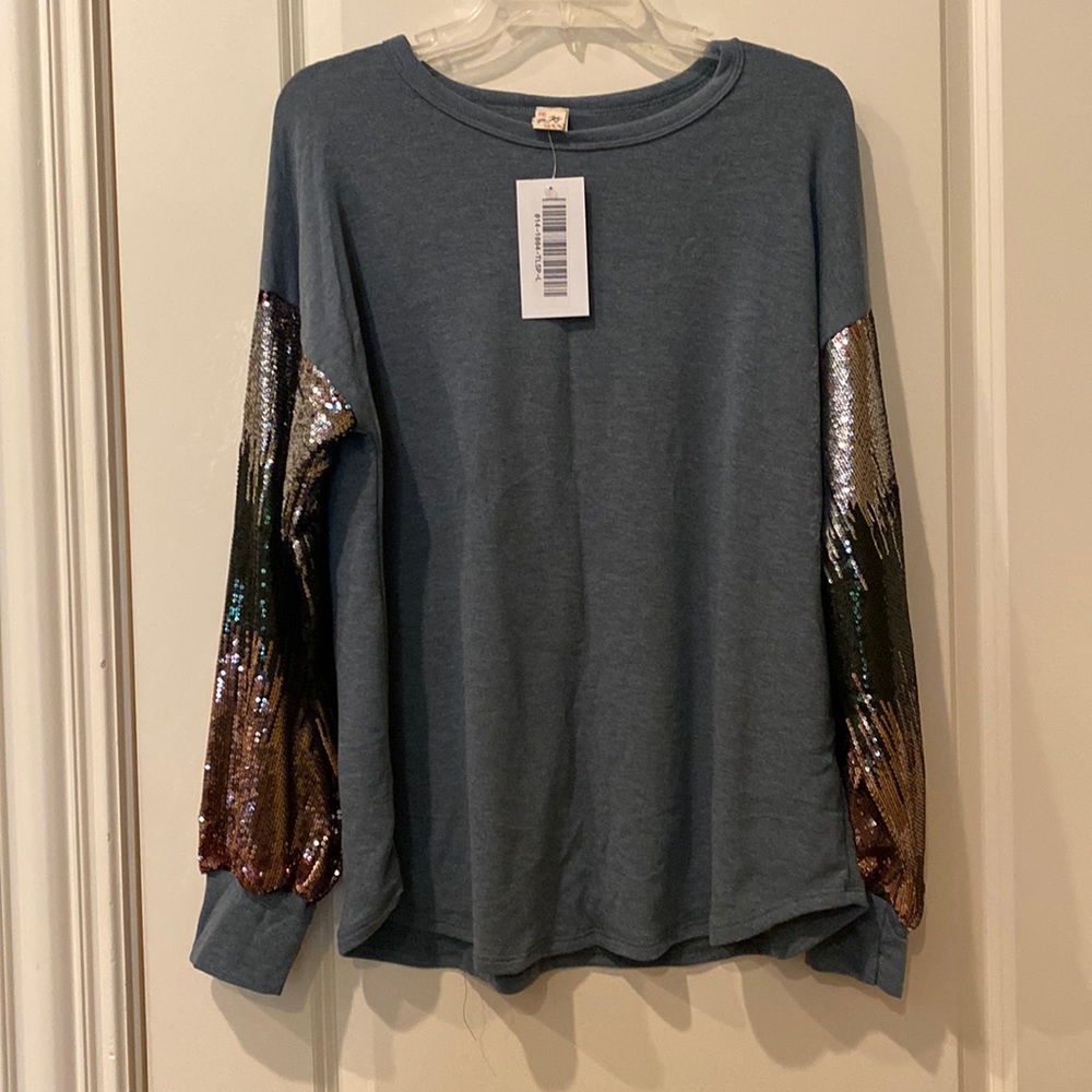 Sequin sleeve top